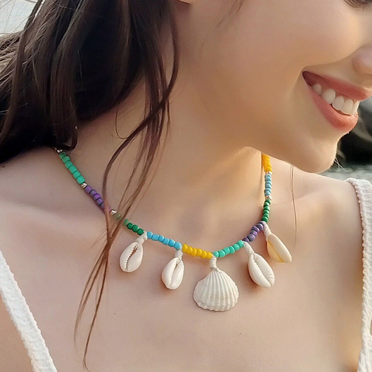主图-4 Bohemian Ocean Style Shell Necklace High-end Design Retro Holiday Handmade Anklet