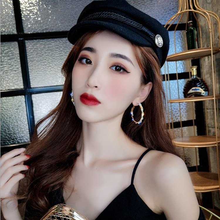 1612323327872.jpg Silver Needle Korean High Temperament Circle Big Earrings Exaggerated Earring Trend